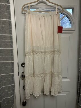 NWT Mossimo Bohemian Cream Tiered Maxi Skirt
